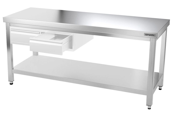 Tables Inox centrales Premium avec Etagère - P 600 mm | Ggm -_4