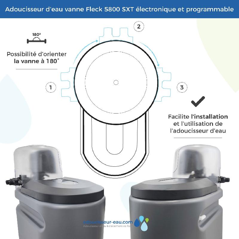 Adoucisseur d'eau 25l fleck 5800 sxt monobloc volumétrique anti calcaire fabrication française_4