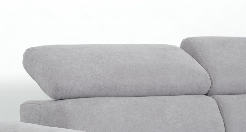 Canapé d'angle droit convertible avec méridienne coffre - tissu gris clair - couchage 140x200 cm - pieds métal chromé_4