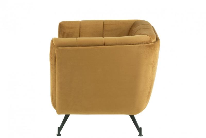 Fauteuil lounge Marianah ocre - style contemporain et assise capitonnée en velours_4