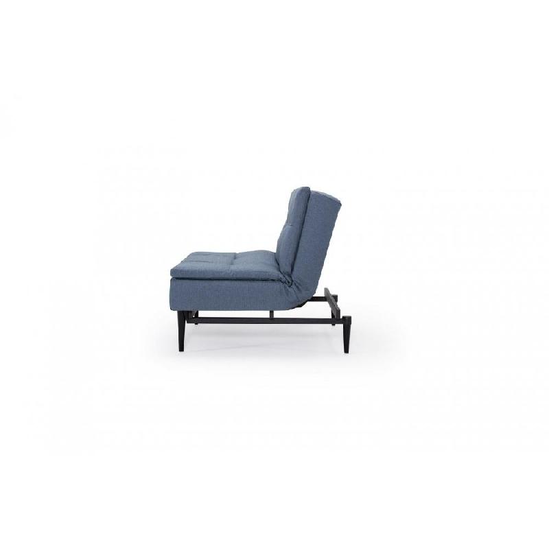Innovation Living - Fauteuil design Dublexo Styletto convertible lit 90x115 cm - tissu Soft Indigo - piétement chêne noir_4