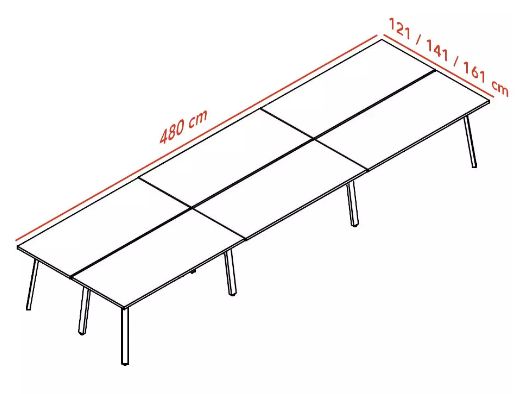 Ogi-A - Bureau bench open space 2, 4, 6 personnes - Plateau mélaminé 28mm - Options de câblage_4