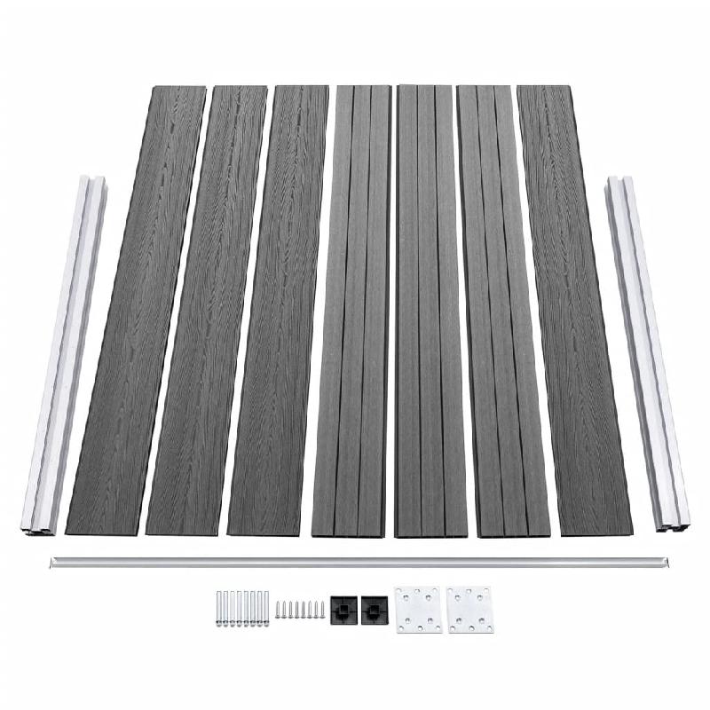 Vidaxl ensemble de panneau de clôture wpc 872x146 cm gris 3070458_4