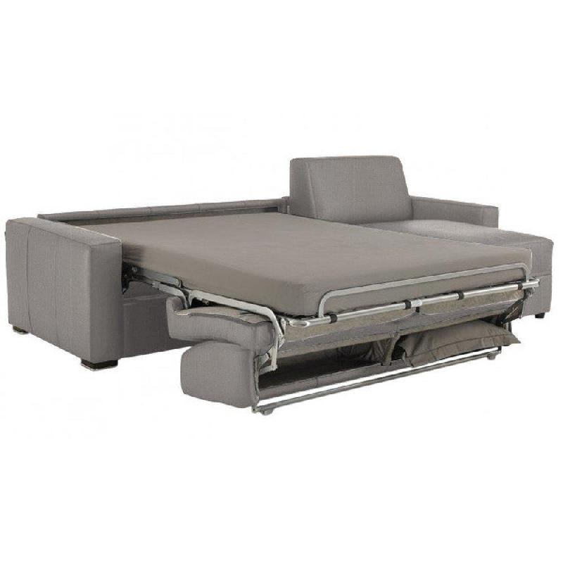 Canapé d'angle convertible Dreamer - système ouverture Express, méridienne modulable avec coffre, sommier à lattes 140 cm, matelas 16 cm - Velours gris clair_4