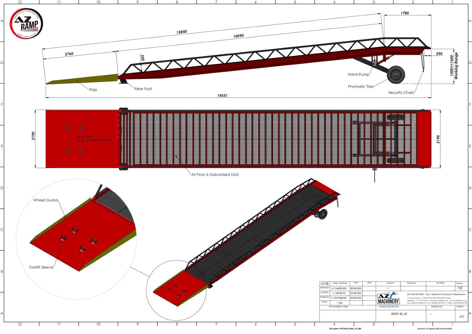 Rampe de chargement mobile EASY XL LS - ergonomique, pour transpalettes et gerbeurs - longueur 12.8m - capacité 8T à 20T_4