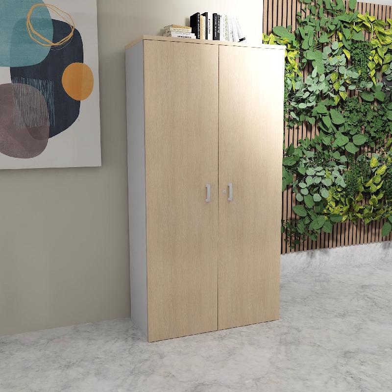 Armoire haute 197 cm avec portes battantes - Mobel Linea - 100, Chêne_4