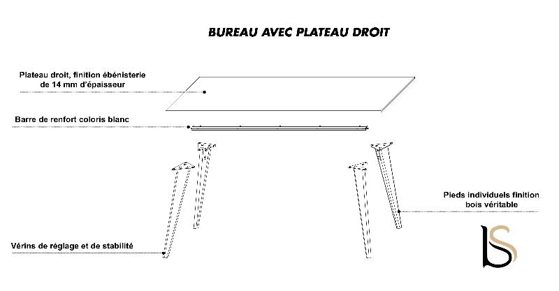Bureau de direction rectangulaire Pigreco Up - Martex - 200, Zebrano clair_4