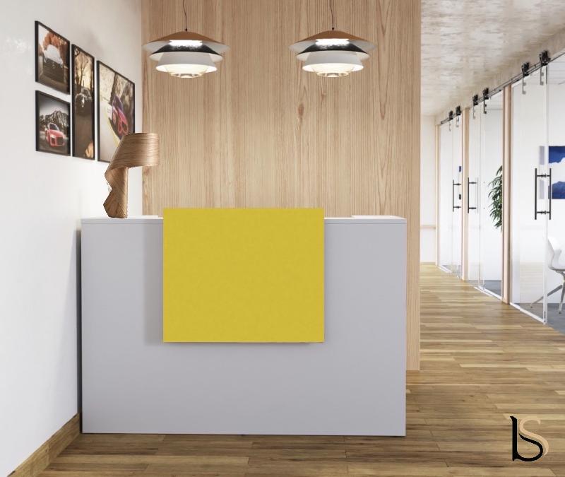 Banque d'accueil Delta First avec réhausse colorée - Mobel Linea - 164, Blanc, Non, Jaune_0