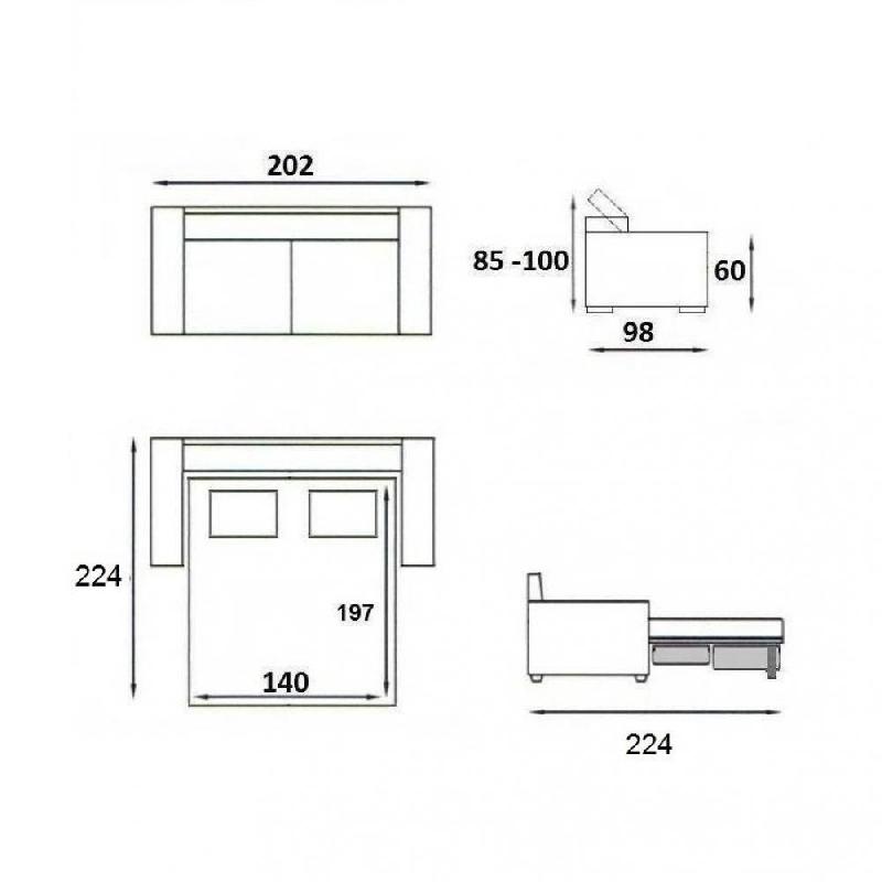 Canapé convertible Suède 140 cm - ouverture express, sommier à lattes Renatonisi, matelas 16 cm tweed jaune_4