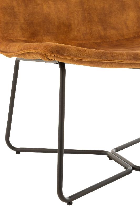 Chaise lounge RATRI - Velours ocre, pieds métal noir - Design industriel et confort optimal_4