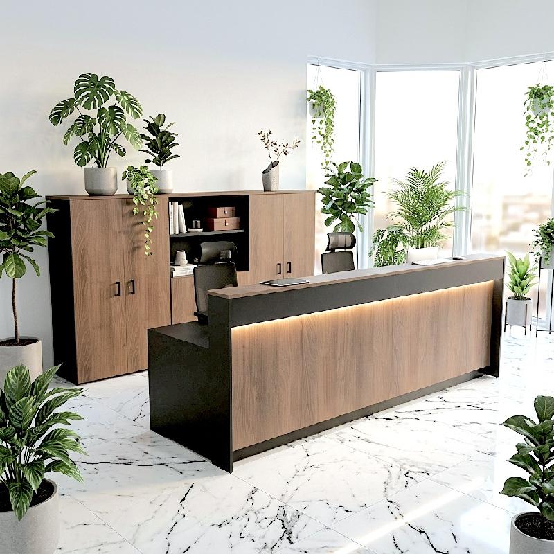 Bureau d'Accueil 2 Personnes LED Eira | Mobel Linea - 244, Non, Noir / acacia foncé_4