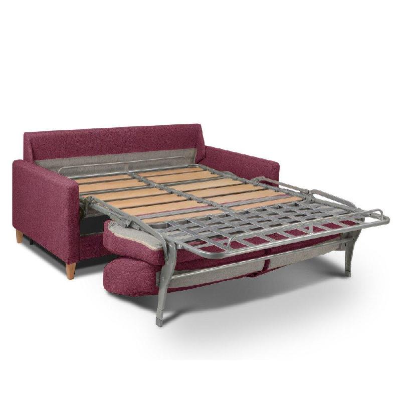 Canapé convertible OGGETTO - Matelas 16 cm - Système express - Sommier à lattes 120 cm - Velours vieux rose - Renatonisi_4