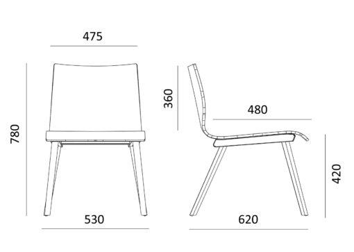Chaise coque CLYDE neuf - chauffeuse de bureau en hêtre massif - vendue par 2_4