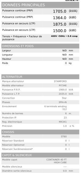 P 1700 CO 50 Hz Triphasé Groupe Électrogène en Container - Visa - 1875.0 kVA - Moteur Diesel, Alternateur Brushless, Conteneur insonorisant_4