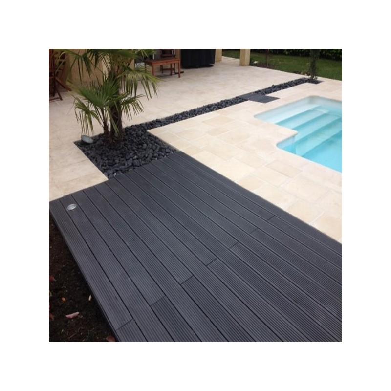 Lame terrasse bois composite pleine Maxima - Gris anthracite - 360 cm x 14 cm x 2,2 cm - Surface couverte 0,5 m² - Garantie 10 ans_4