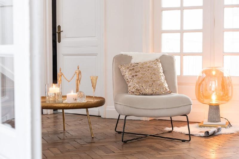 Table basse ronde TERO en métal doré - Style chic et moderne - Ø83,5 cm_4