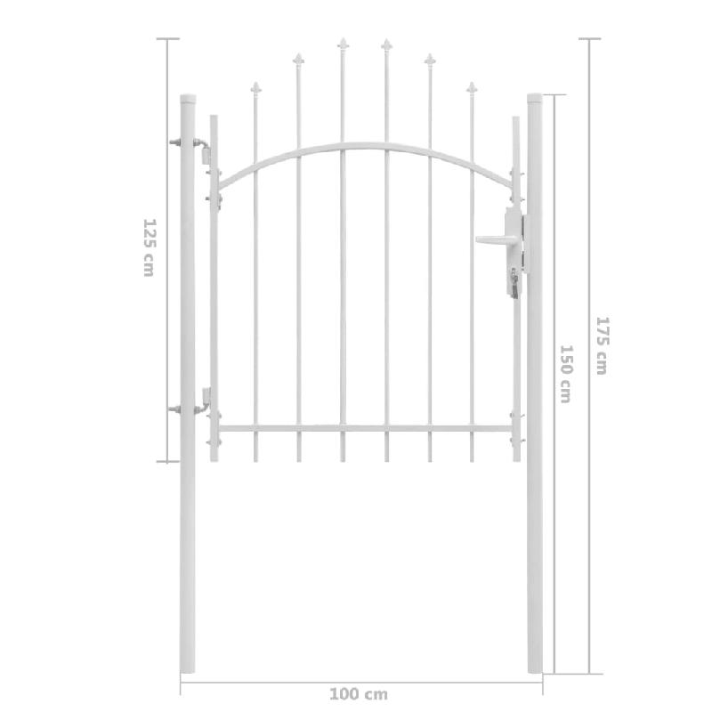 Vidaxl portail de jardin acier 1 x 1,75 m blanc 143064_4