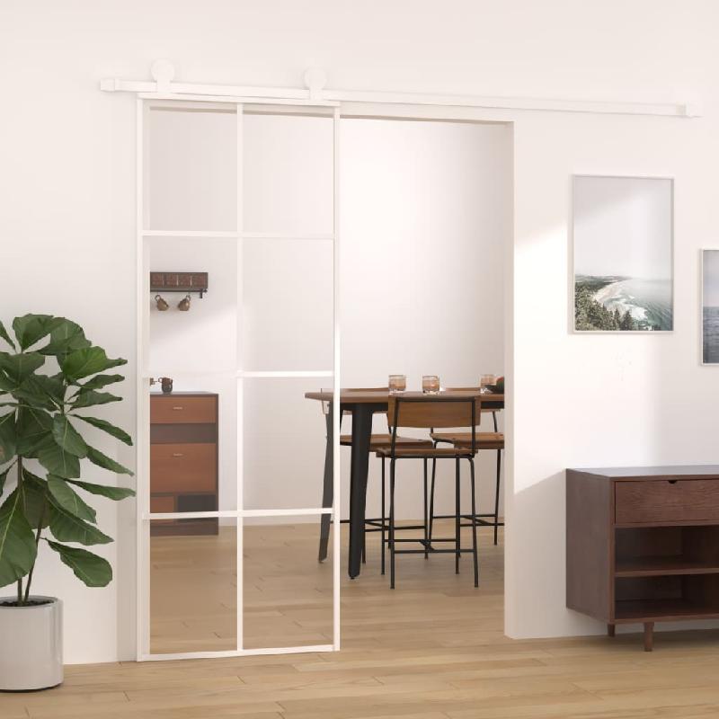 Vidaxl porte coulissante verre esg et aluminium 76x205 cm blanc 151668_4