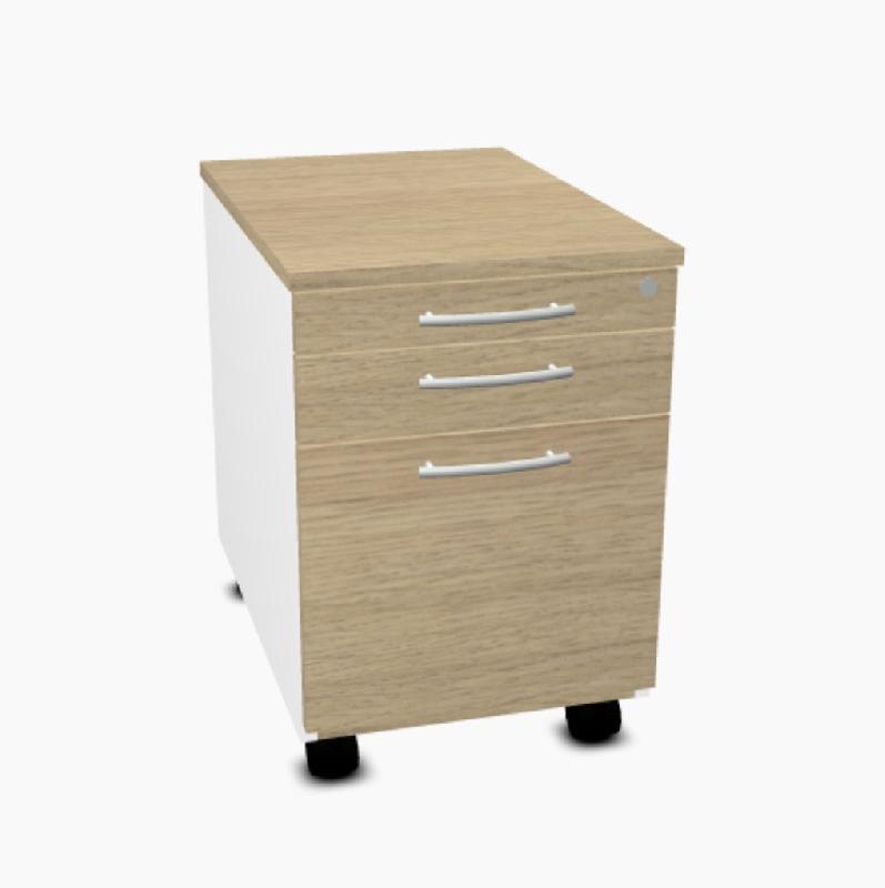 Caisson mobile pour dossiers suspendus - MDD - 3 tiroirs, Chêne_4