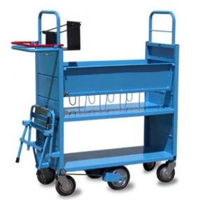 Chariot multifonctions à plateaux - 3 étagères bordées - Capacité 200 kg - Pour entrepôts, bibliothèques et archives_4