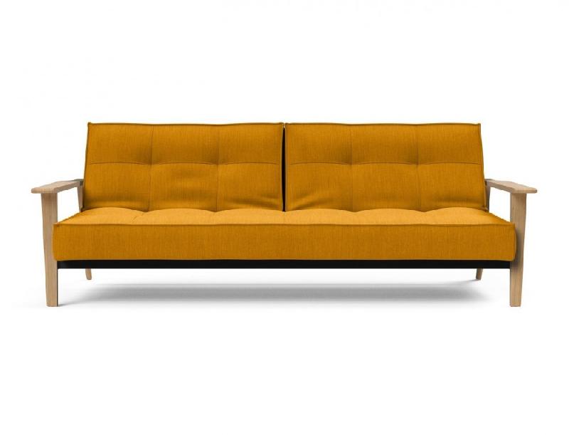 Innovation Living - Canapé-lit design Splitback Frej convertible 115x210 cm avec accoudoirs en bois - Tissu Elegance Burned Curry_4