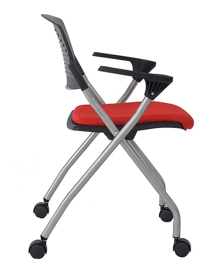 CH-2131A - Chaises empilables gigognes avec cadre argenté et roulettes - Dimensions : L 632 x P 545 x H 770 mm_4