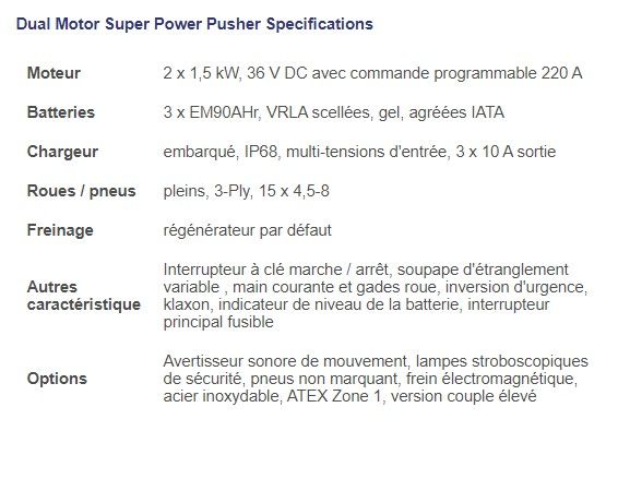 Super power pusher - tracteur pousseur - nu-star material handling ltd - moteur 2 x 1,5 kw_4
