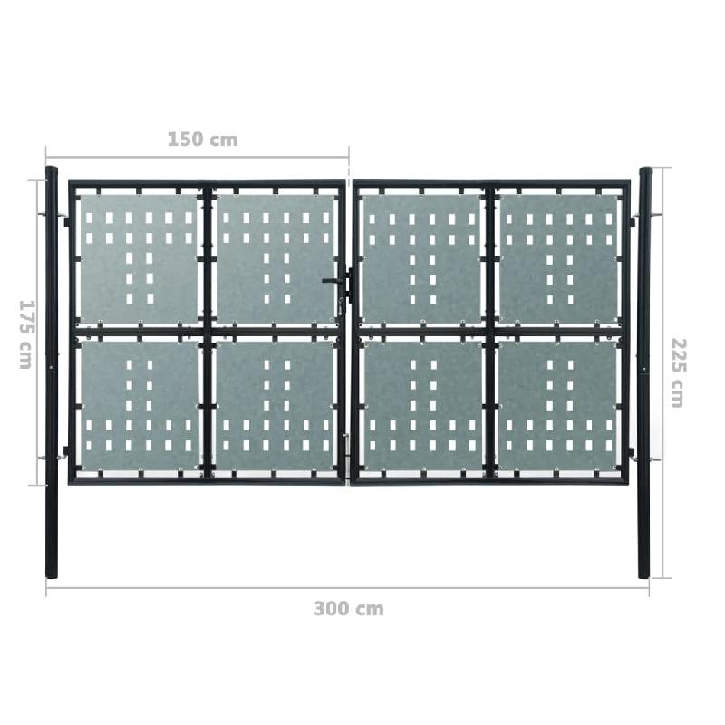 Vidaxl portail simple de clôture noir 300x225 cm 141694_4
