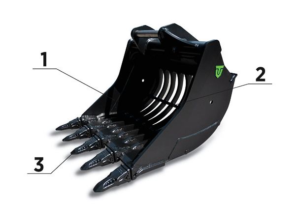 Godet squelettes et claire-voie WGS055-100 - Trevibenne - 1000 mm - Lame Hardox 400 avec dents à pénétration_4
