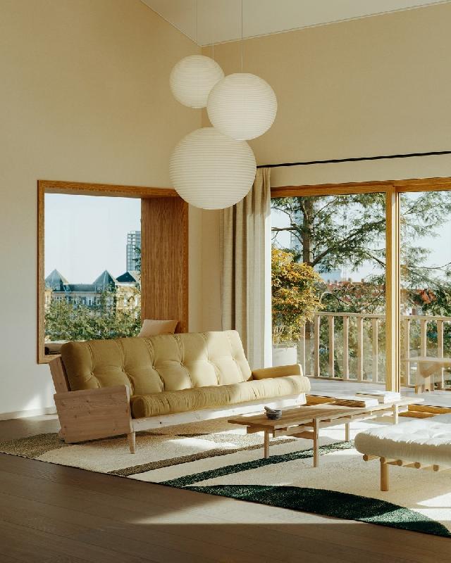 Canapé 3 places convertible Indie - Style scandinave - Futon beige blé - Couchage 130x190 cm - Marque KARUP_4