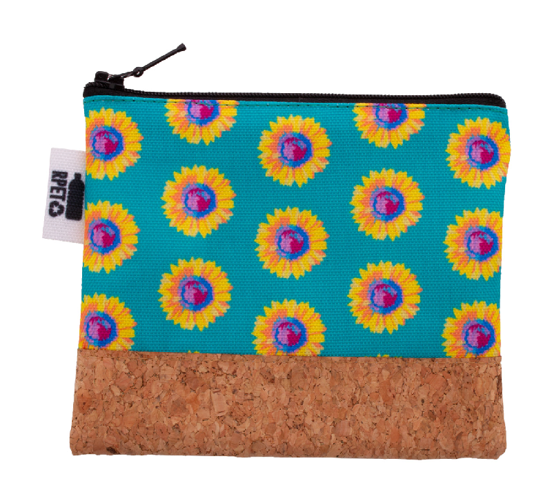 Trousse de maquillage personnalisée - zippée en polyester RPET 600D et liège naturel - Impression sublimée_4