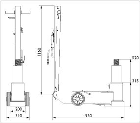 65-1APH - Crics hydraulique pour industrie aéronautique - AC Hydraulic - Capacité 65T - Longueur de course étendue_4