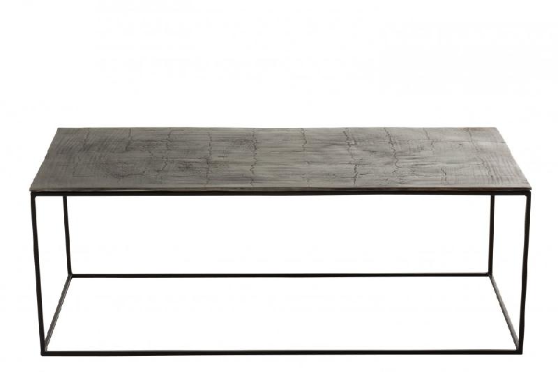 Table basse rectangulaire NIZI - métal noir et aluminium noir/vert - design moderne et fonctionnel_4