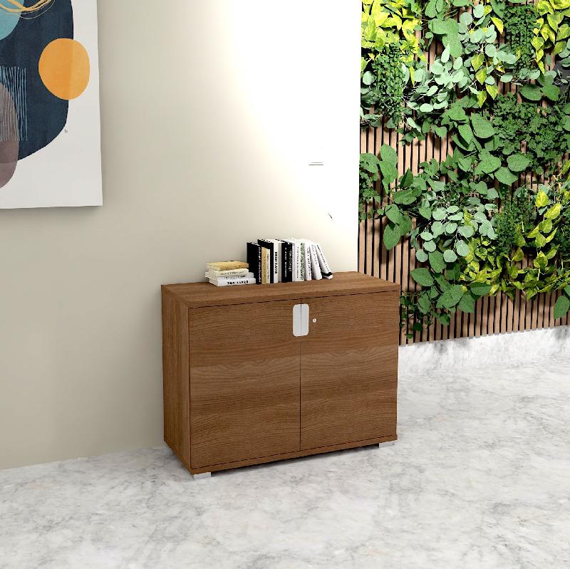 Armoire basse a portes battantes tak - MOBEL LINEA - acacia foncé_4