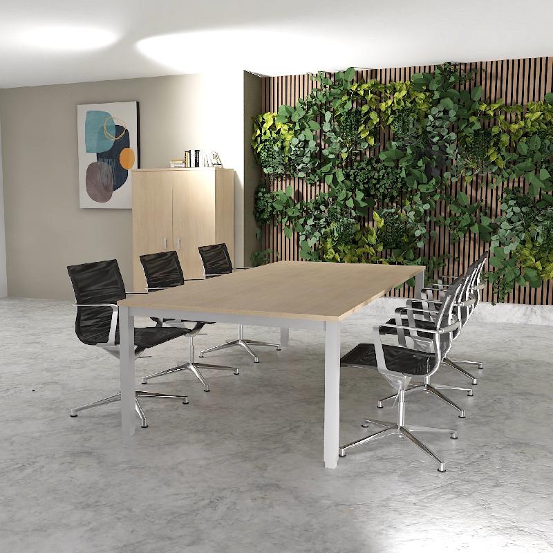 Table de réunion 6-8 personnes Tempo - Mobel Linea - 200, Alu, Chêne moyen_4