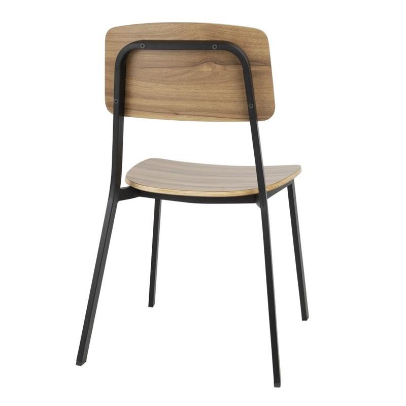 Chaises Beaufort en bois noyer et acier noir - Empilables - Lot de 2 - FU524 | Bolero_4