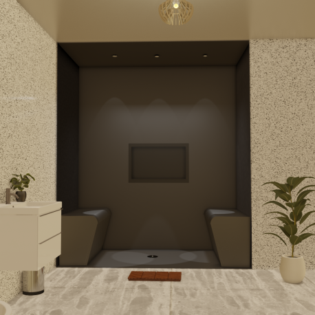 Cabine de douche hammam à carreler avec niches et receveur de douche inclus