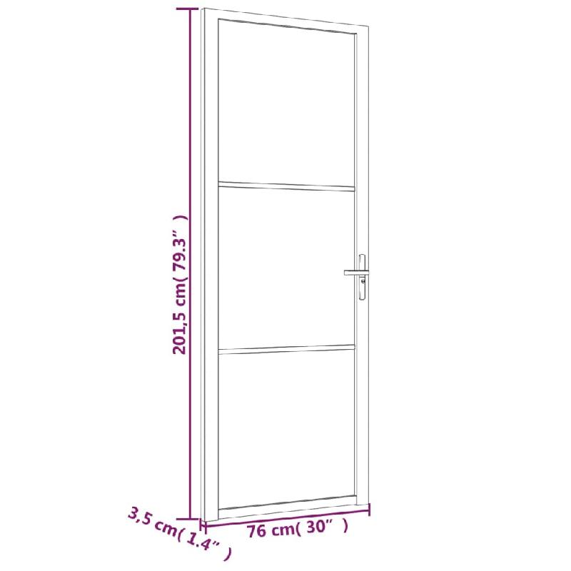 Vidaxl porte intérieure 76x201,5 cm blanc verre esg et aluminium 350584_4