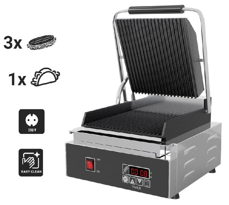 Machine à panini digital - rainuré en haut et en bas (gril à panini électrique)_4