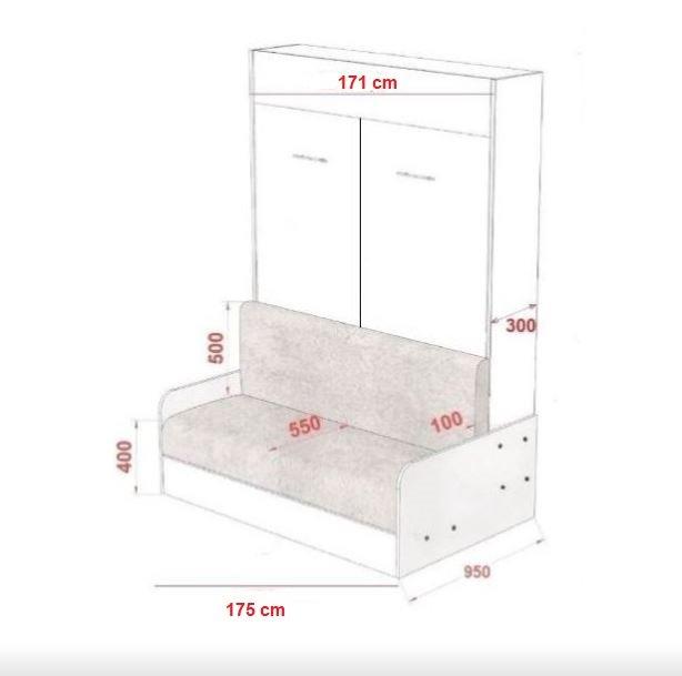 Armoire lit escamotable Dynamo Sofa - Canapé accoudoirs blanc mat et microfibre gris - Couchage 160x200 cm_4