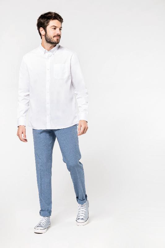 Chemise de travail en coton manches longues Nevada homme - Réf: K586 - Tissu sergé toucher peau de pêche - Marque Kariban_4