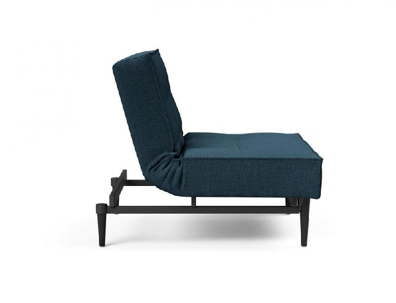 Innovation Living Fauteuil Splitback Styletto Convertible - Lit 90x115 cm - Pieds fuseau noir - Tissu Argus Navy Blue_4