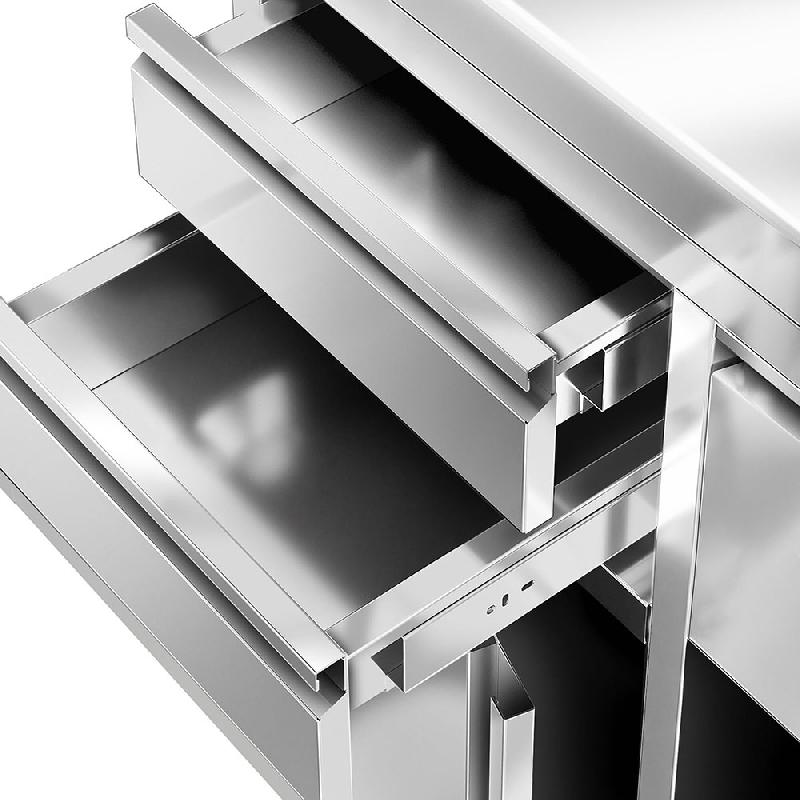 Meuble inox pour machine à café - 1000 x 600 mm - 2 tiroirs - Knock box_4