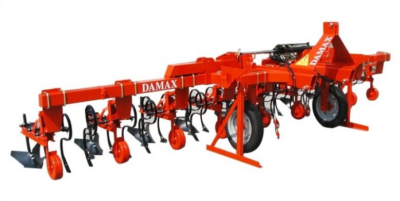 Bineuses agricoles 4F/G100/6F/8F - Damax SRL - capacité trémie 400-900L - éléments à ressorts flexibles et accessoires disponibles_4