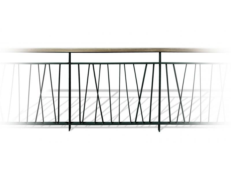 GC3413 Barrières urbaines Urban'NT - en acier avec montants en fer plat et main courante en bois exotique_4