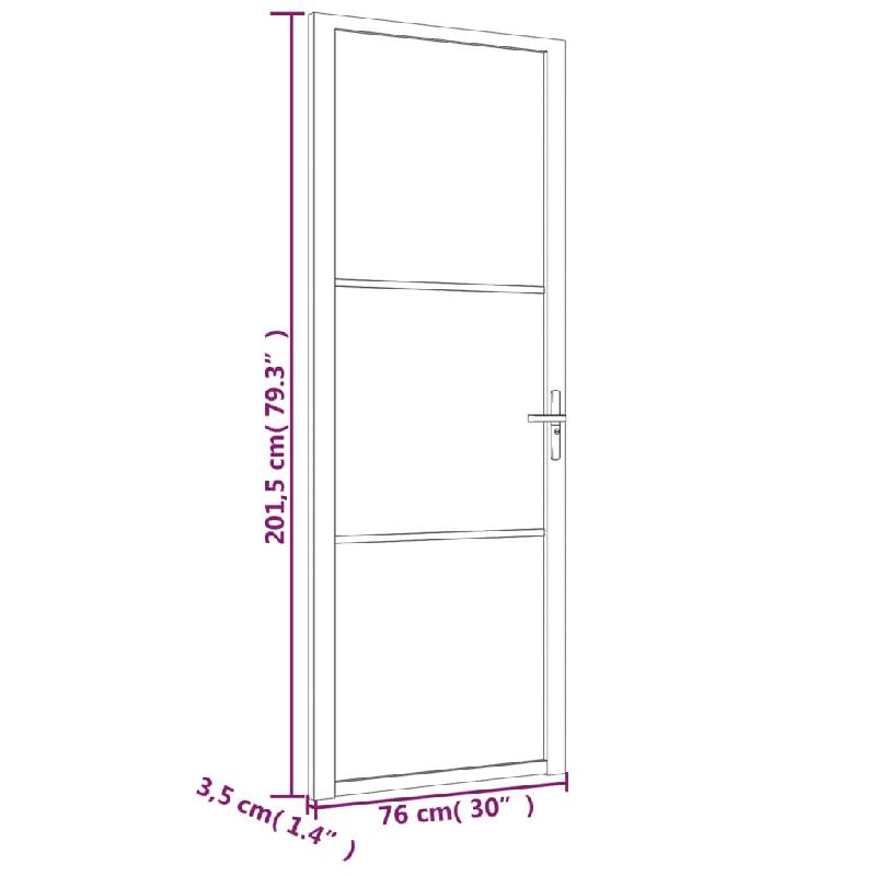 Vidaxl porte intérieure 76x201,5 cm noir verre esg et aluminium 350560_4