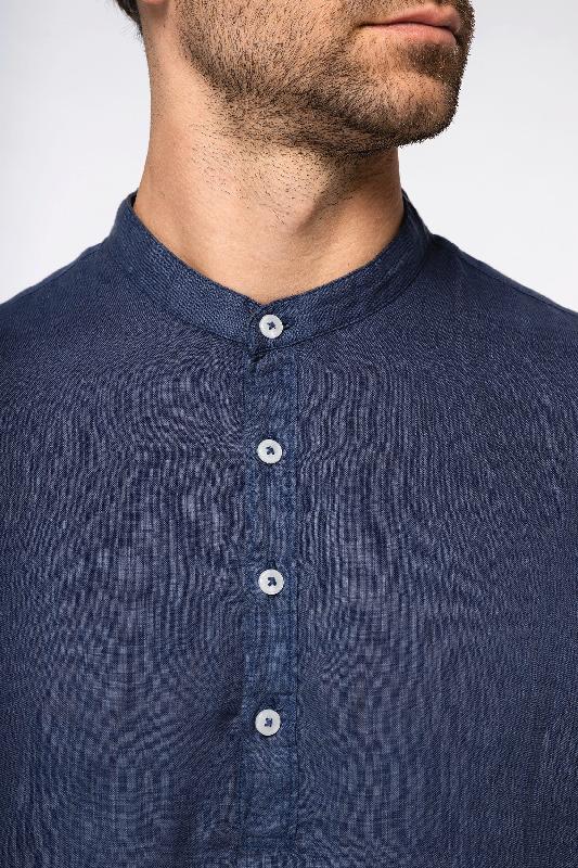 Chemise écoresponsable homme - Col Mao - Lin délavé - Réf: NS507 - Native Spirit_4