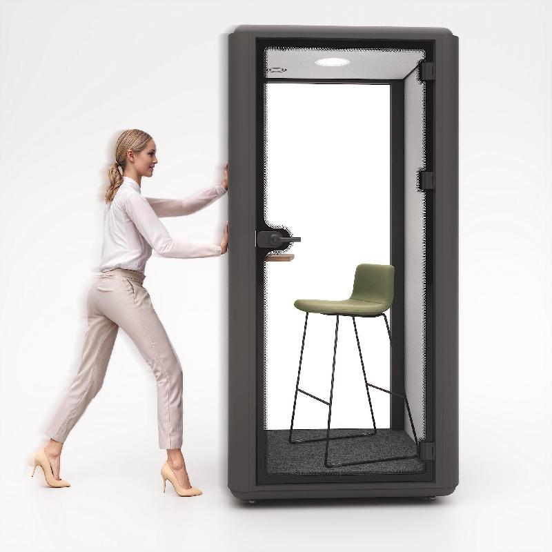 Cabinet acoustique 1 personne Domus - Mobel Linea - Chêne moyen , Gris anthracite , Gris_4