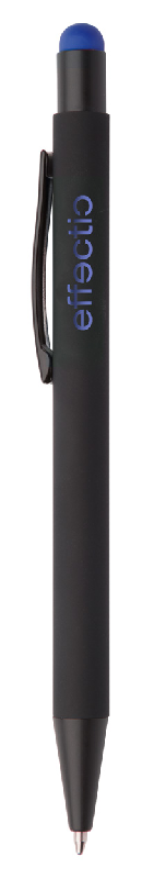 Stylo à bille en aluminium - finition caoutchoutée - stylet gravure colorée - encre bleue_4