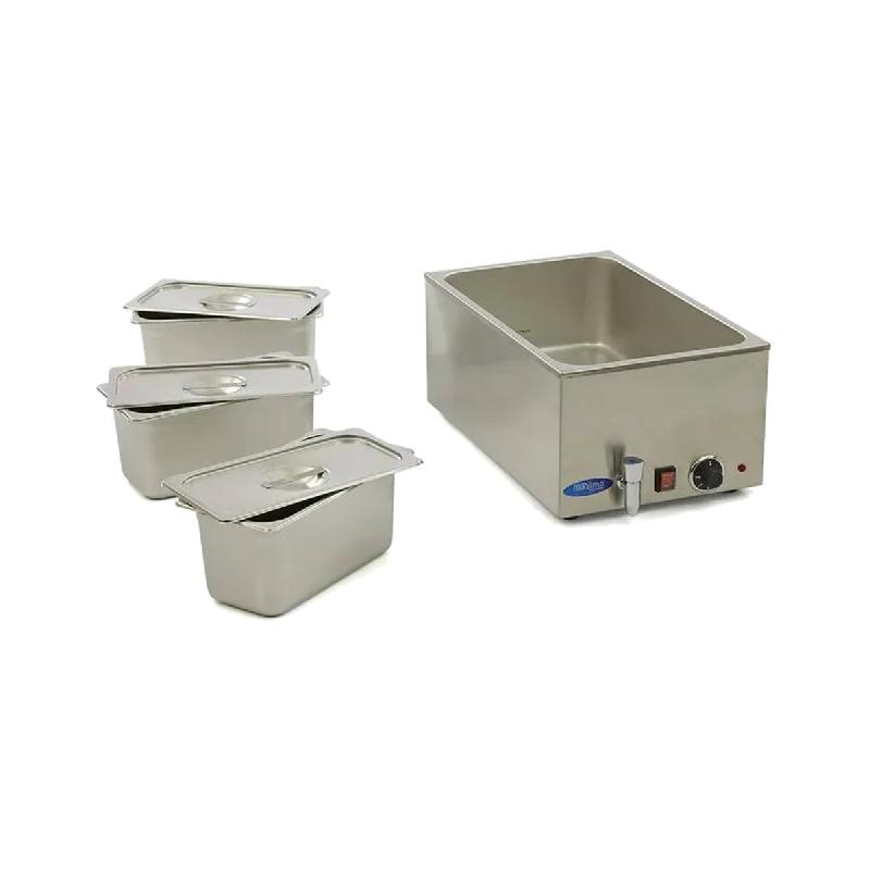 Bain-marie électrique professionnel - 3 x GN 1/3 - avec robinet de vidange - Bacs GN inclus | Maxima_4